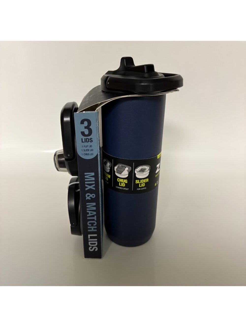 Zulu 24 Oz Insulated Water Bottle With 3 Lids - Straw Chug Slider Leakproof NEW